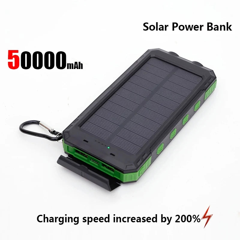 Batterie Solaire 50000mAh – Charge Rapide, LED Puissante, Boussole Intégrée