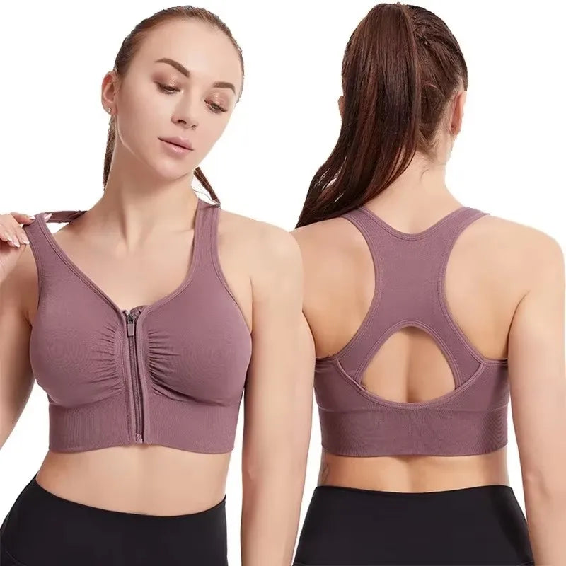 Brassière de Sport Zippée Femme Yoga & Fitness | Respirante