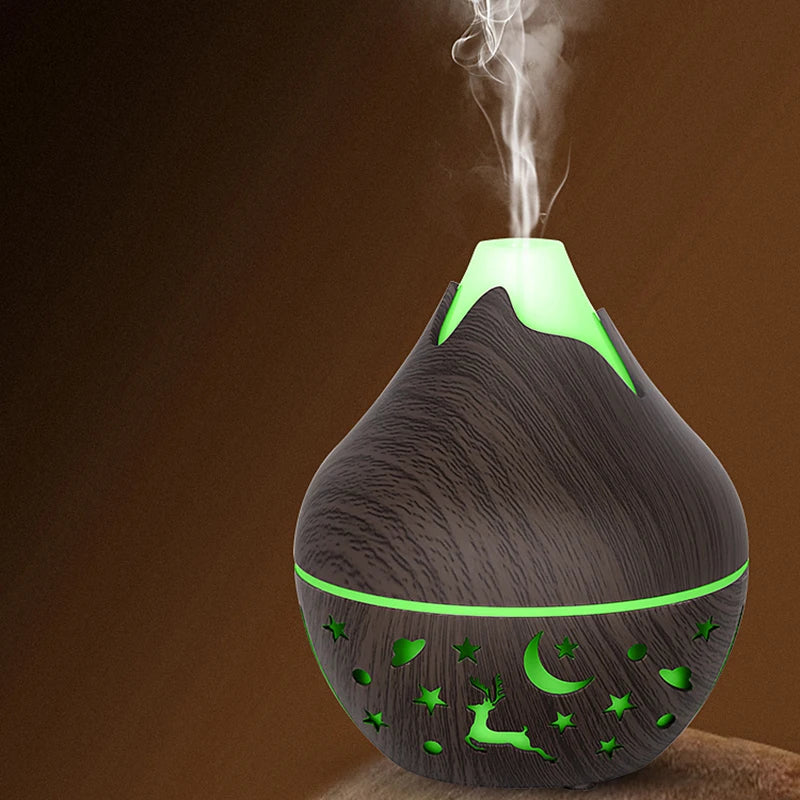 Mini Humidificateur USB Bois – LED & Diffuseur d’Arômes