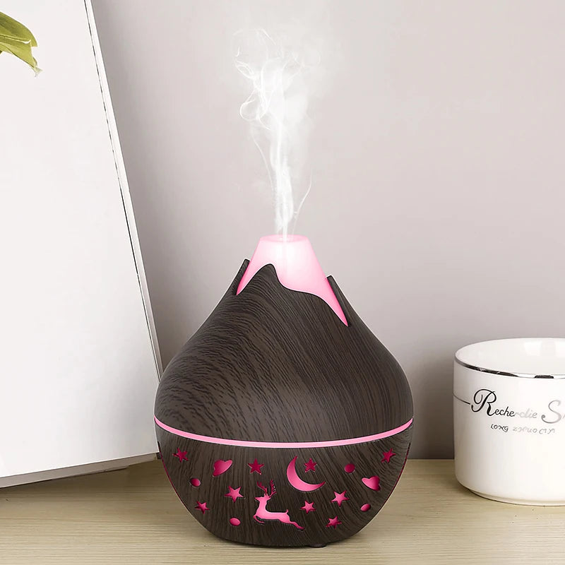 Mini Humidificateur USB Bois – LED & Diffuseur d’Arômes