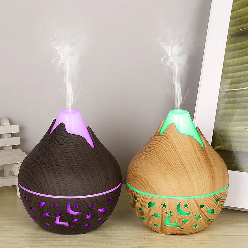 Mini Humidificateur USB Bois – LED & Diffuseur d’Arômes
