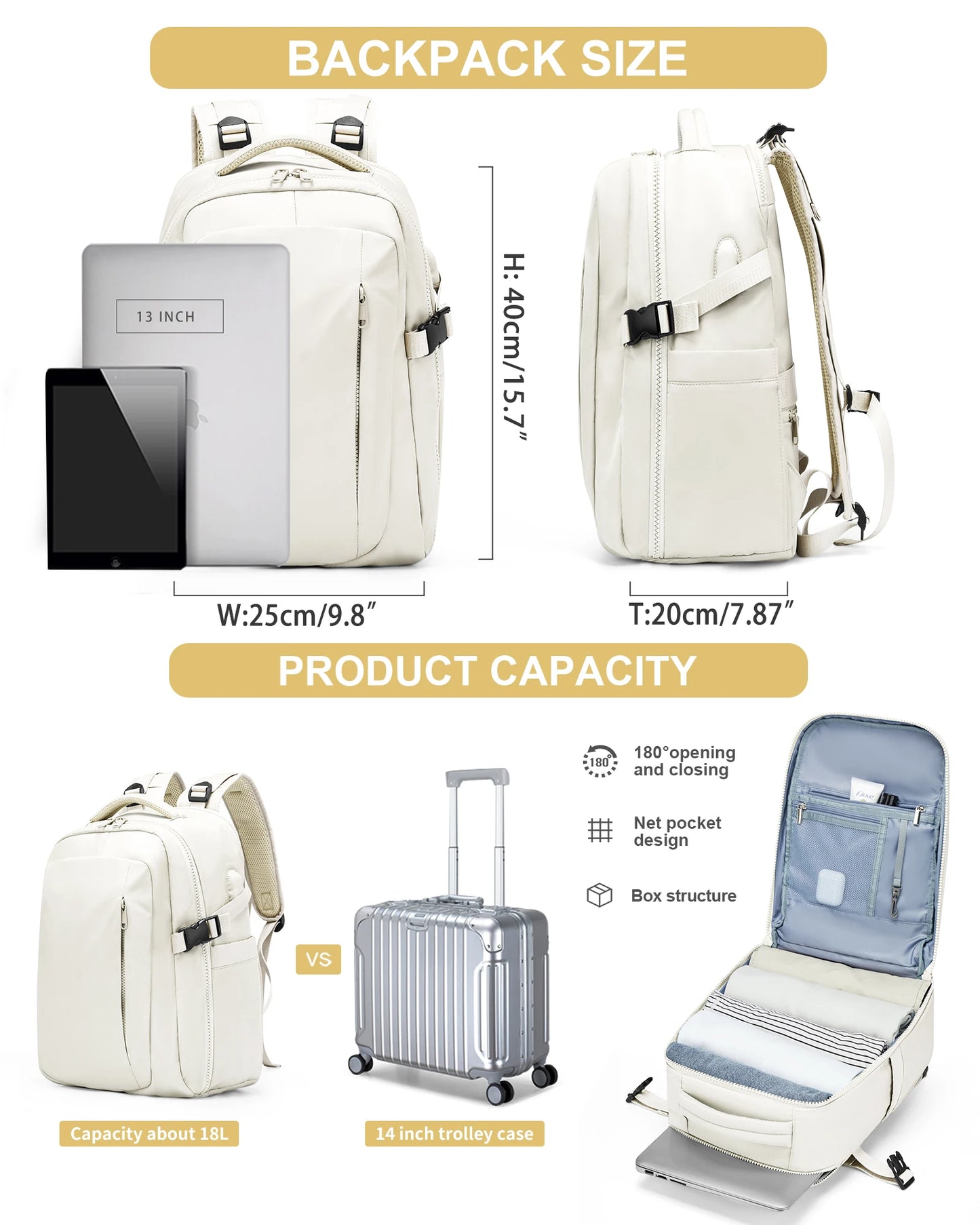 Sac à dos étanche 20-35L mixte – Travail & Voyage