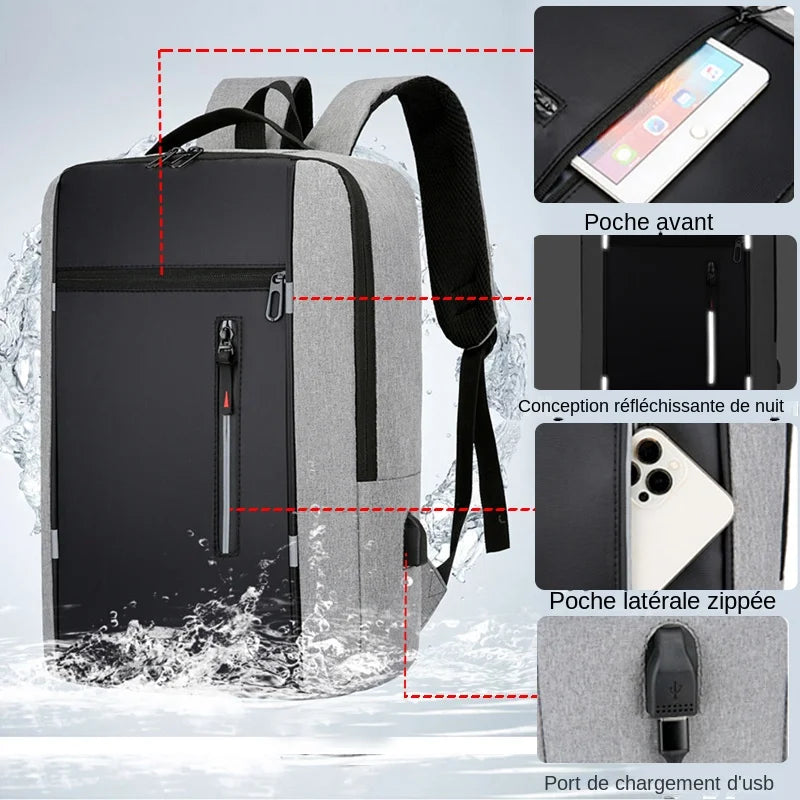 Sac à dos homme business USB – élégant & étanche