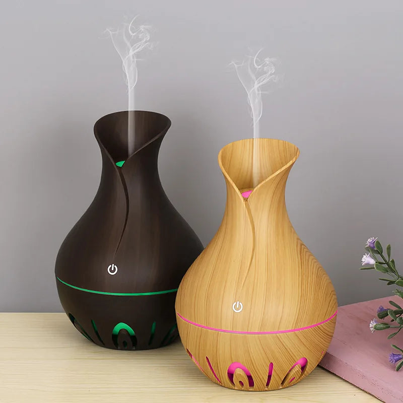 Diffuseur Huiles Essentielles USB 130ml – Bois LED Silencieux