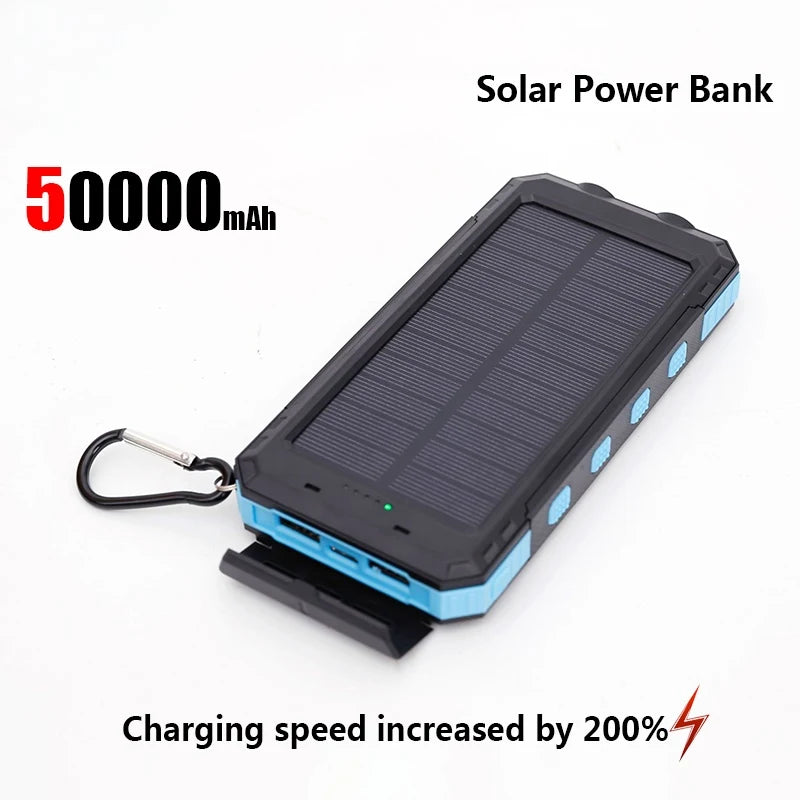 Batterie Solaire 50000mAh – Charge Rapide, LED Puissante, Boussole Intégrée