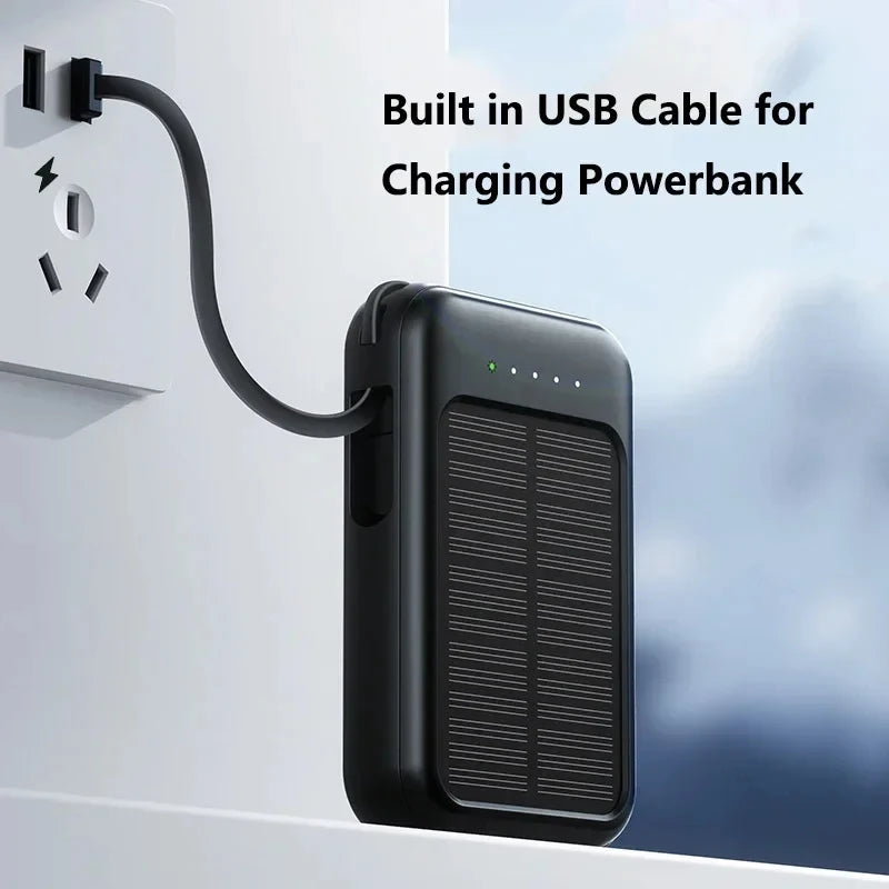 Batterie Solaire 50000mAh – Charge Ultra-Rapide, LED & 4 Câbles Inclus