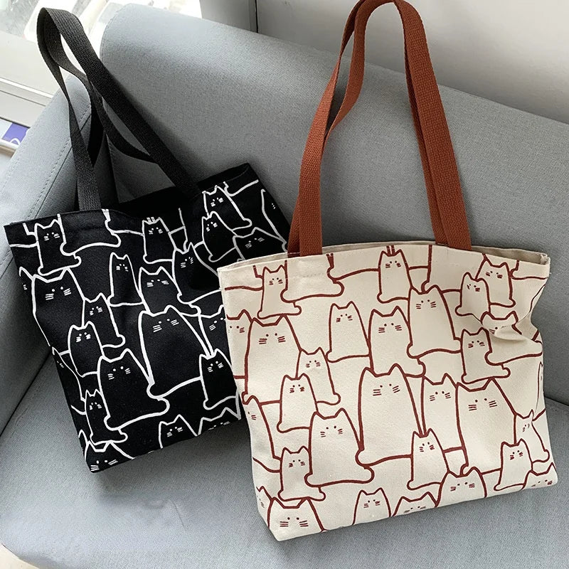 Sac Tote Femme Chat – Canvas & Zippé