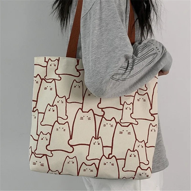 Sac Tote Femme Chat – Canvas & Zippé