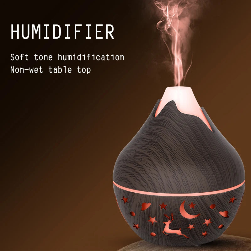 Mini Humidificateur USB Bois – LED & Diffuseur d’Arômes