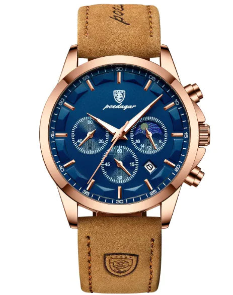 Montre Homme POEDAGAR Quartz Étanche – Multifonction & Élégance