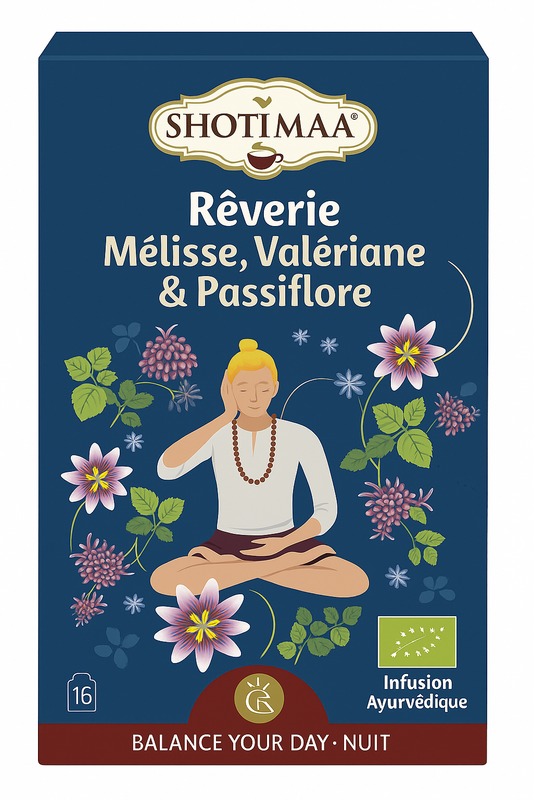 Tisane Bio Douce Nuit – Mélisse, Valériane & Passiflore – Shoti Maa