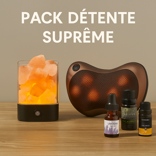 Pack Détente Suprême – Massage Classique ou Premium, Lampe & Huiles Essentielles