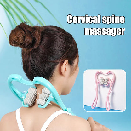Masseur Cervical Manuel à 6 Roues – Soulagement Cou, Dos & Épaules
