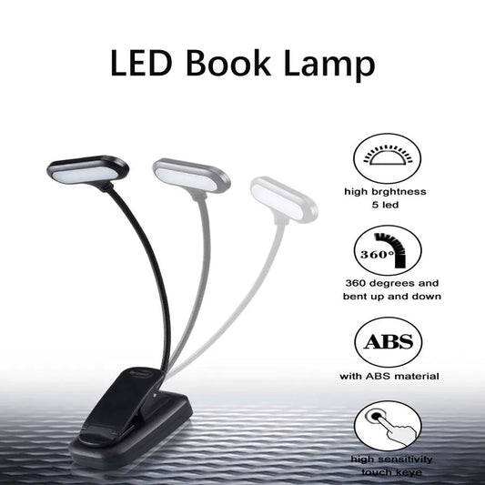 Lampe de Lecture LED Portable avec Pince - Lumière Blanche Réglable