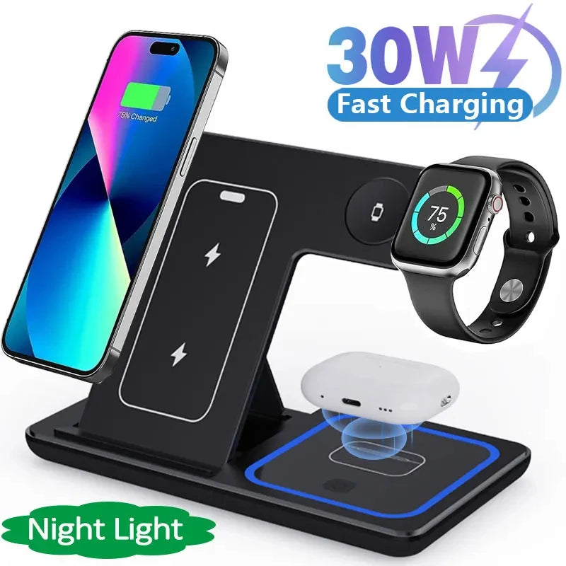 Station de Charge 3 en 1 Pliable – iPhone, Watch & AirPods