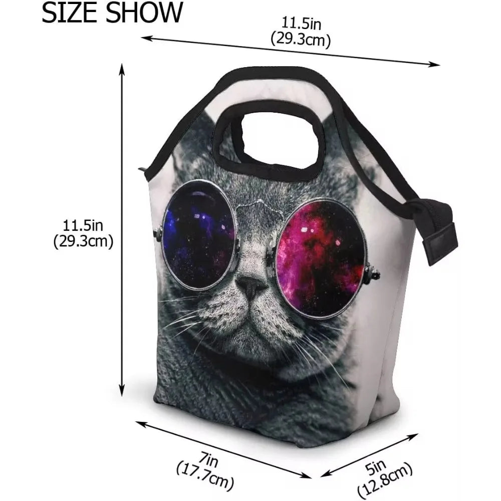 Sac Lunch Isotherme Chat Lunettes – Léger, Grand, Étanche