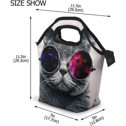 Sac Lunch Isotherme Chat Lunettes – Léger, Grand, Étanche