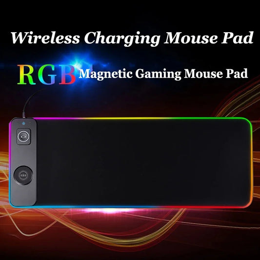 Tapis de Souris RGB avec Chargeur Sans Fil Magnétique 15W pour Téléphone