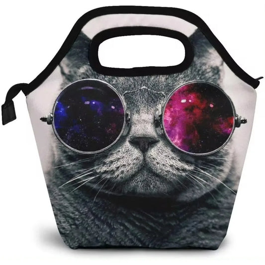 Sac Lunch Isotherme Chat Lunettes – Léger, Grand, Étanche