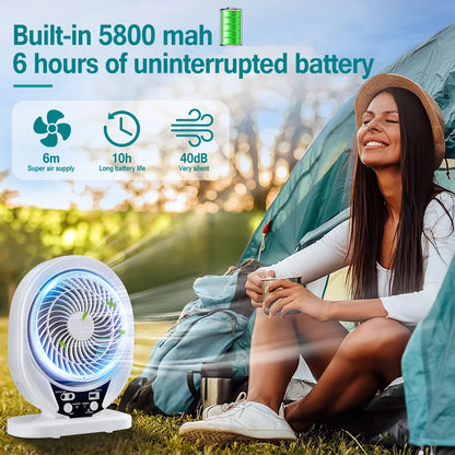 Ventilateur Solaire Portable LED – Rechargeable & Silencieux pour Camping & Extérieur