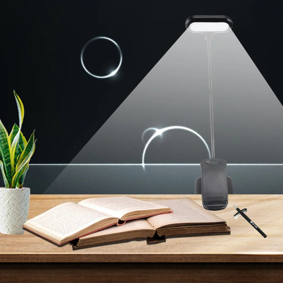 Lampe de Lecture LED Portable avec Pince - Lumière Blanche Réglable