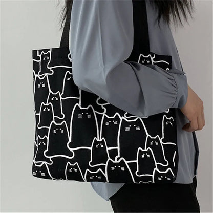 Sac Tote Femme Chat – Canvas & Zippé