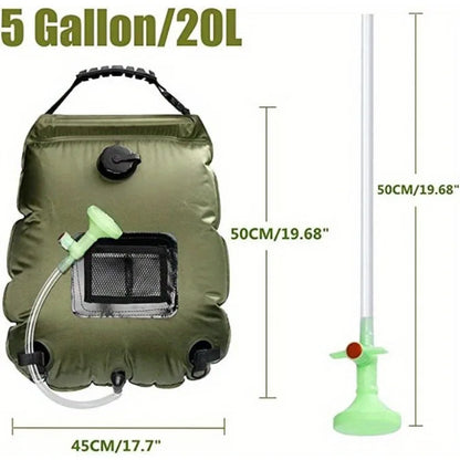 Douche Solaire Portable 20L – Camping & Outdoor avec Pommeau Amovible