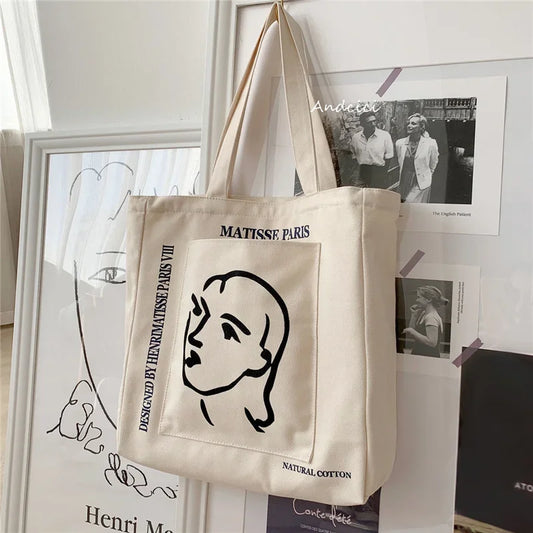 Sac tote imprimé femme – toile coton artistique
