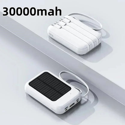 Batterie Solaire 50000mAh – Charge Ultra-Rapide, LED & 4 Câbles Inclus