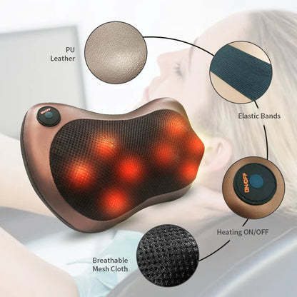 Coussin de Massage Shiatsu Chauffant – Soulage Nuque, Dos et Épaule