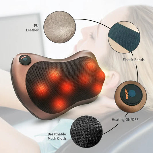 Coussin de Massage Shiatsu Chauffant – Soulage Nuque, Dos et Épaule