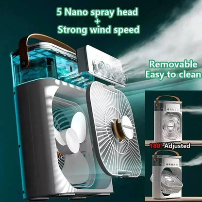 Ventilateur 3-en-1 Portable – Refroidisseur, Humidificateur & LED USB