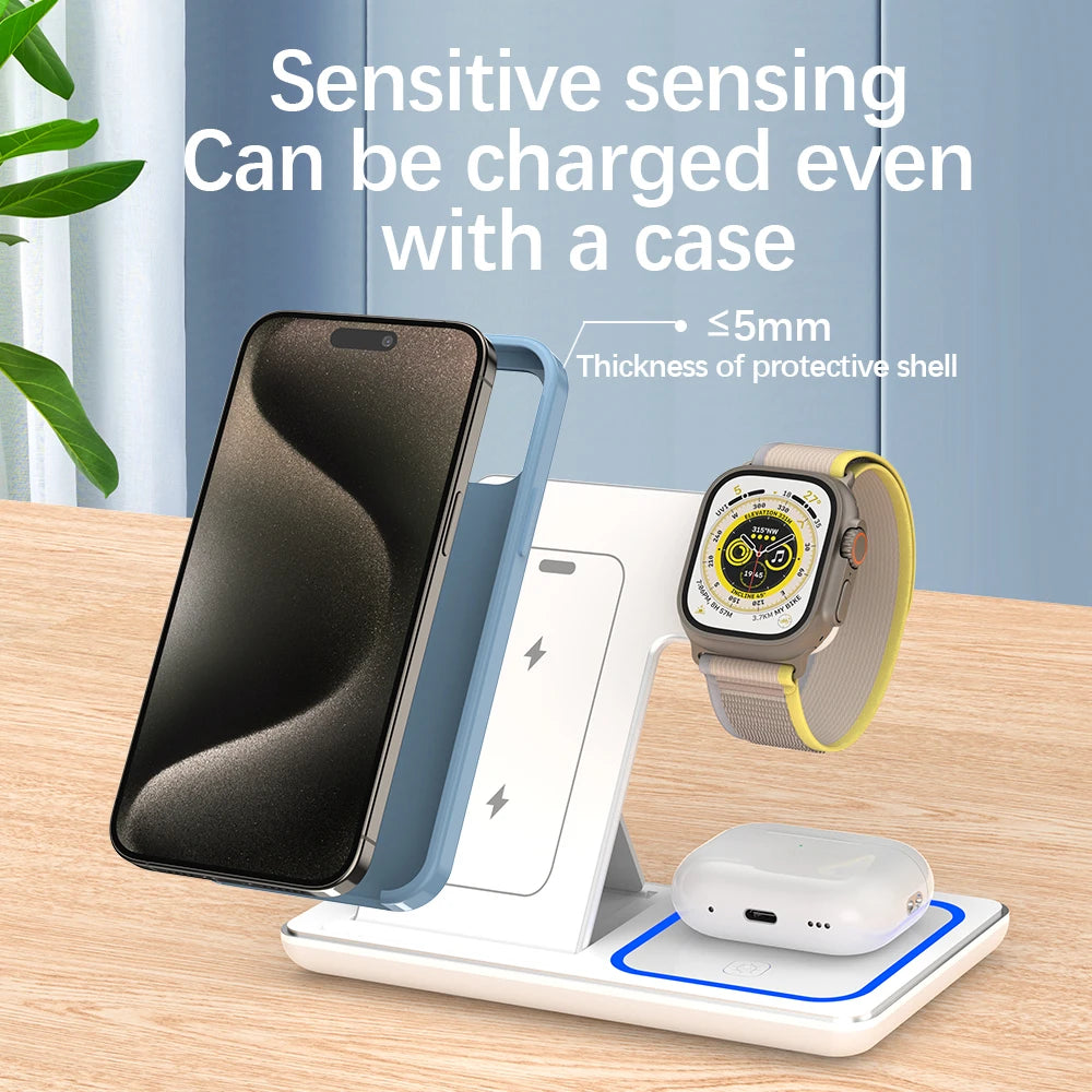 Station de Charge 3 en 1 Pliable – iPhone, Watch & AirPods