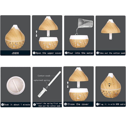 Mini Humidificateur USB Bois – LED & Diffuseur d’Arômes