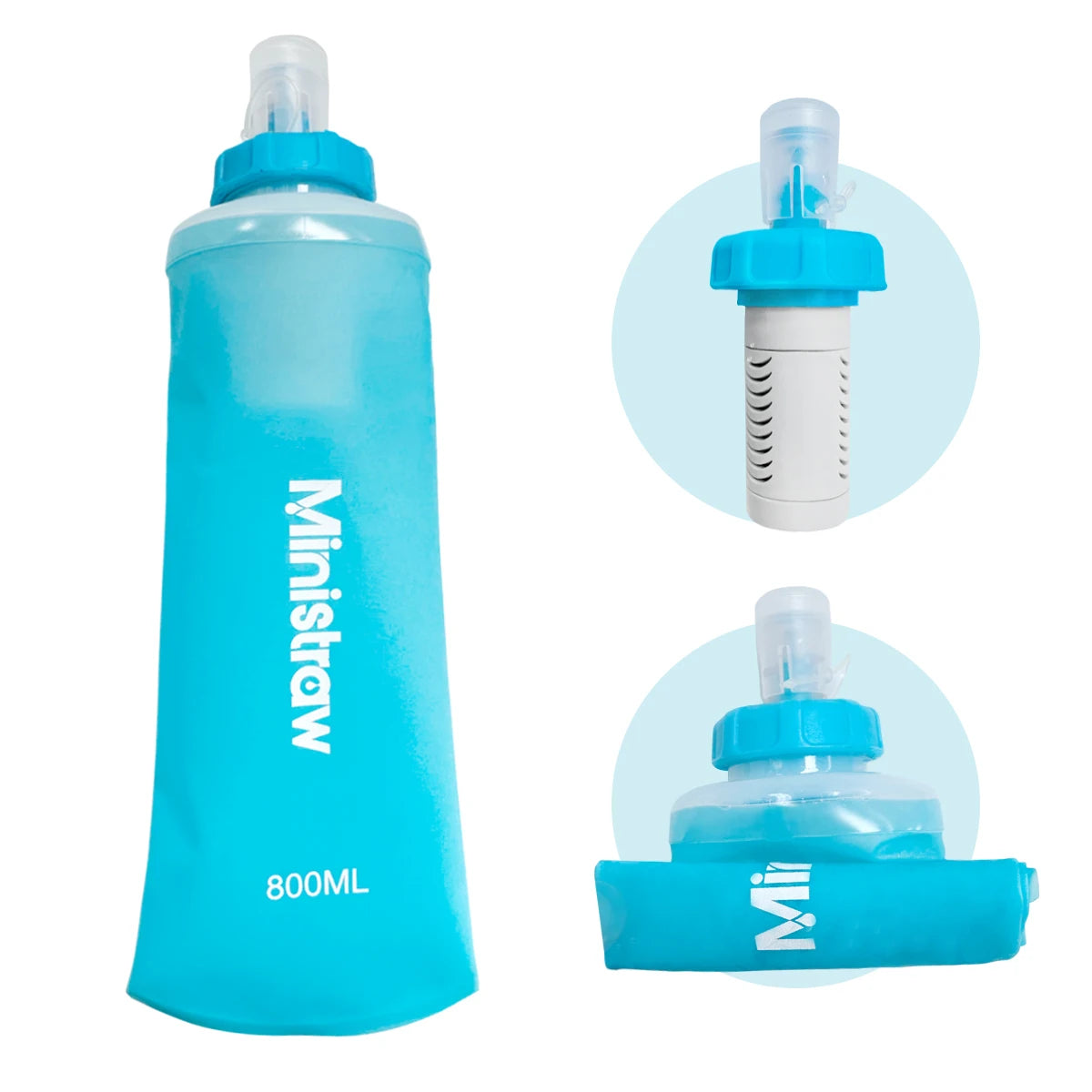 Gourde Pliable 800ml avec Filtre – Silicone Sans BPA