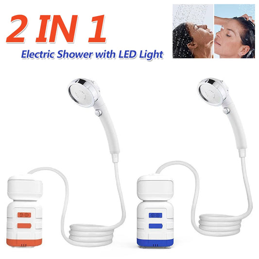 Douche de Camping 2-en-1 avec Lampe LED Rechargeable IPX7