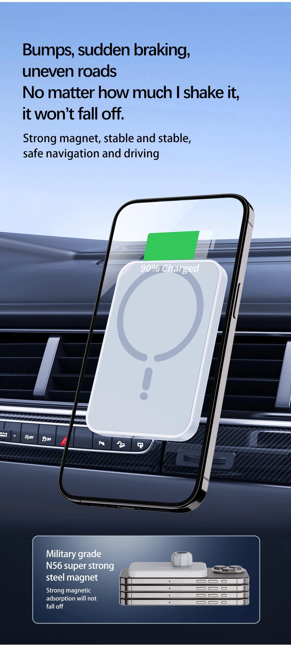 Chargeur Voiture MagSafe 15W – iPhone 12 à 16 Pro Max