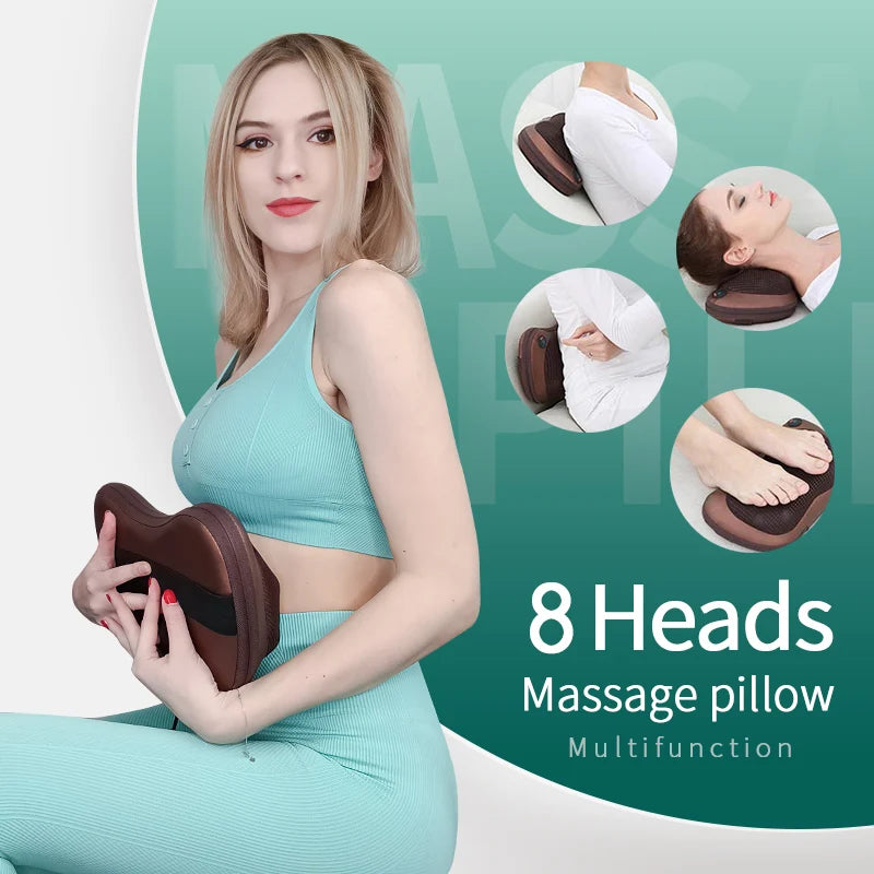 Coussin de Massage Shiatsu Chauffant – Soulage Nuque, Dos et Épaule