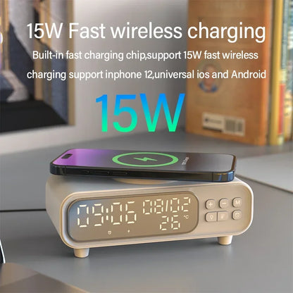 Chargeur Sans Fil 15W & Réveil LED – Dock iPhone