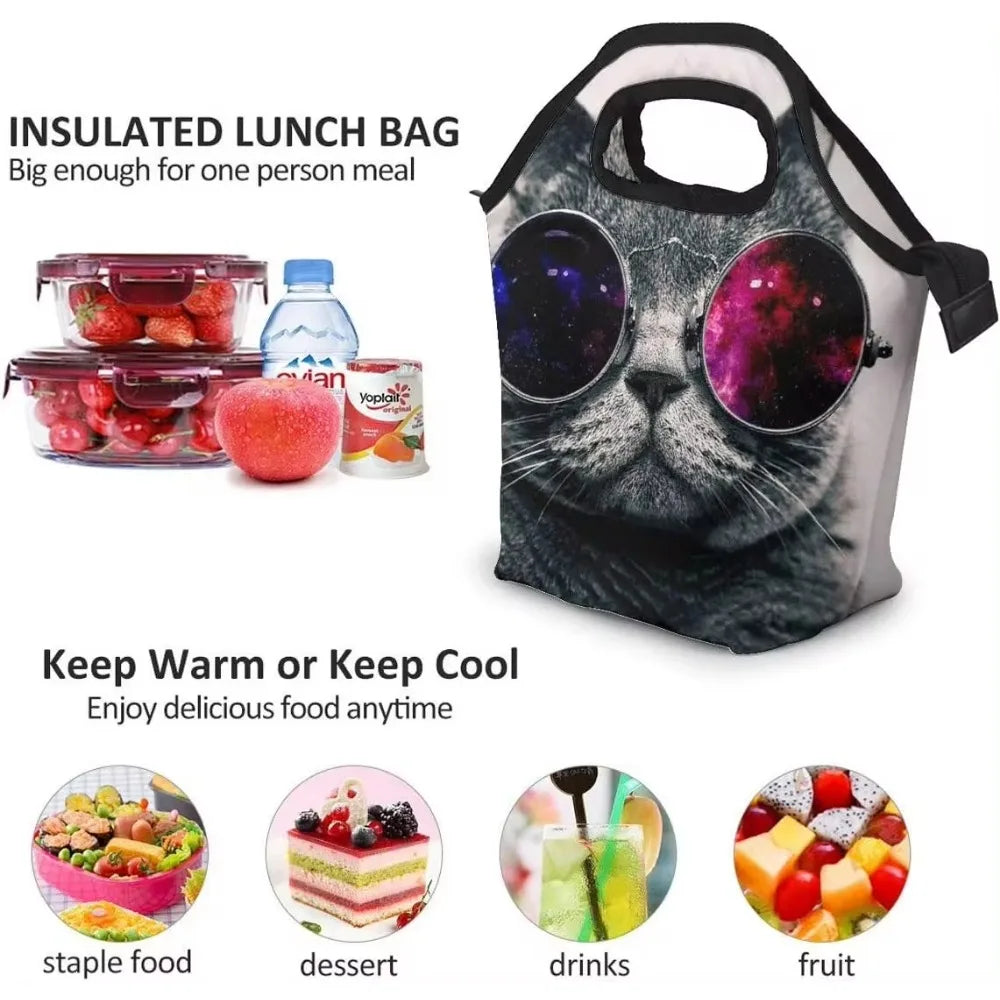 Sac Lunch Isotherme Chat Lunettes – Léger, Grand, Étanche
