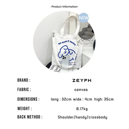 Sac tote cartoon femme – toile casual Zeyph