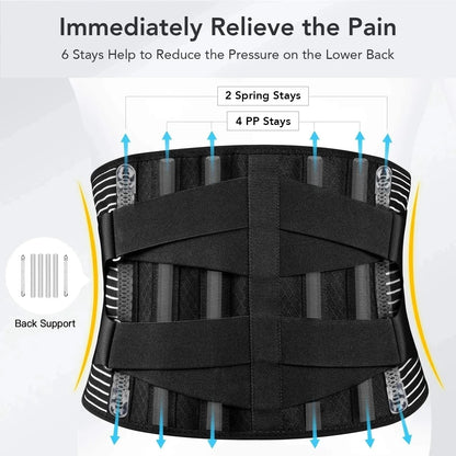 Ceinture Lombaire Réglable de Soutien Dorsal avec Renforts