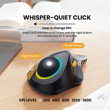 Souris Ergonomique Sans Fil SEENDA EM03 – Trackball Rechargeable Multi-Appareils