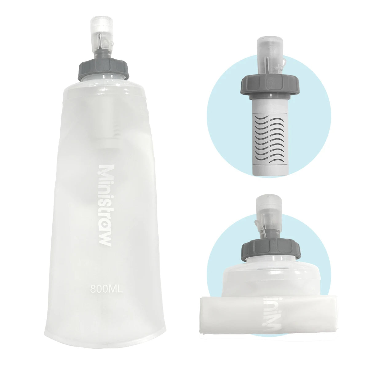 Gourde Pliable 800ml avec Filtre – Silicone Sans BPA