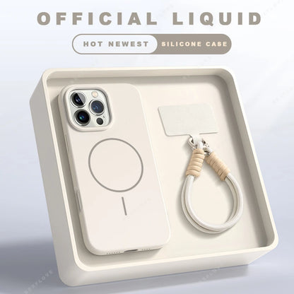 Coque iPhone MagSafe Officielle avec Lanière – Silicone Antichoc & Magnétique