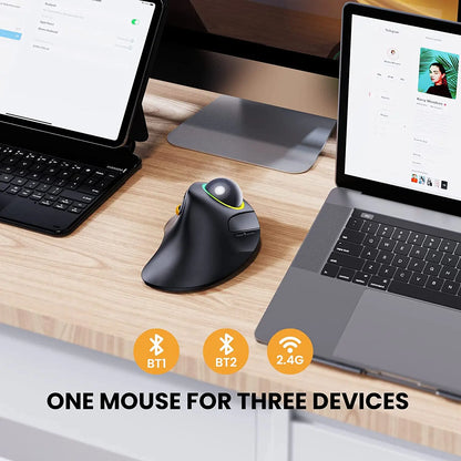 Souris Ergonomique Sans Fil SEENDA EM03 – Trackball Rechargeable Multi-Appareils