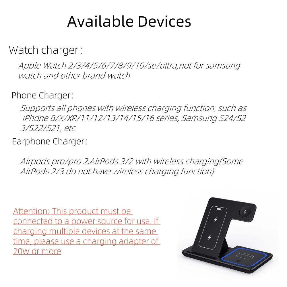 Station de Charge 3 en 1 Pliable – iPhone, Watch & AirPods