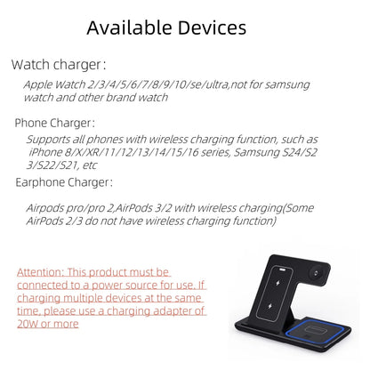 Station de Charge 3 en 1 Pliable – iPhone, Watch & AirPods