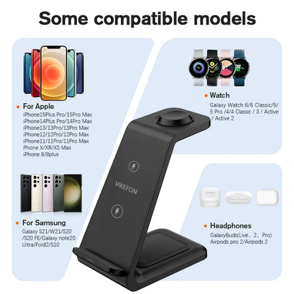 Chargeur Sans Fil 3-en-1 iPhone, Watch, AirPods