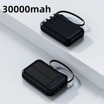 Batterie Solaire 50000mAh – Charge Ultra-Rapide, LED & 4 Câbles Inclus
